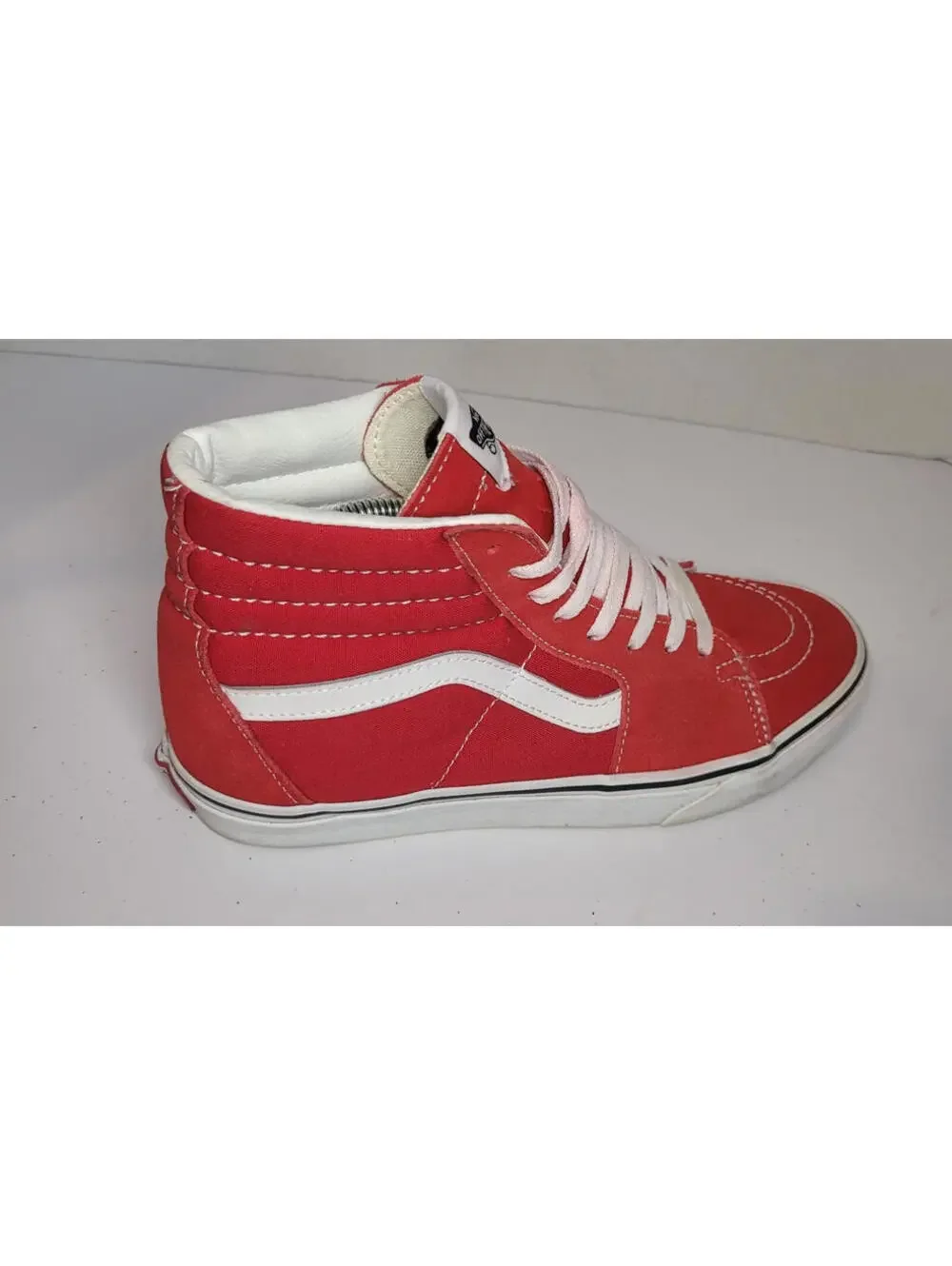 Vans Sk8 High Top Red Suede White Stripe Lace Up Sneakers Men 8.5 Women 10